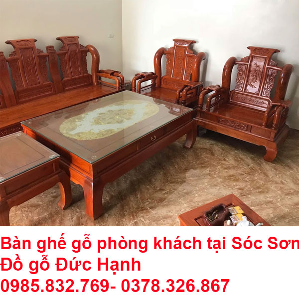 Bàn ghế gỗ phòng khách tại Sóc Sơn