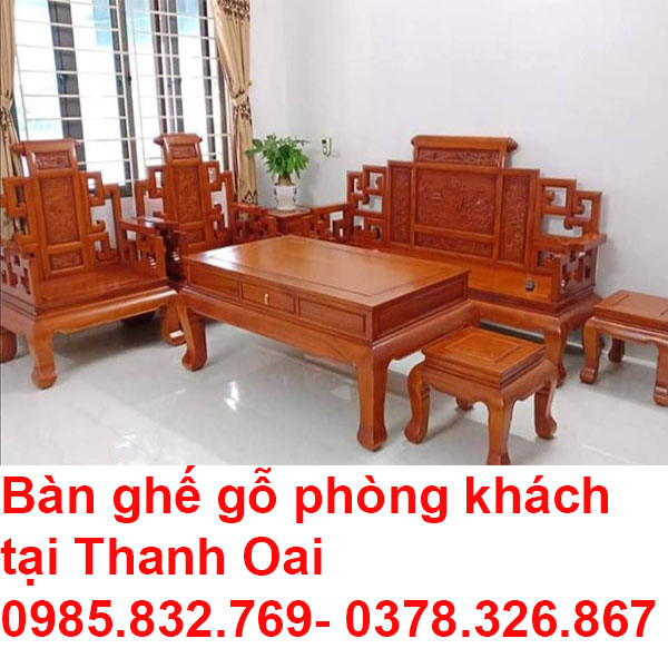 Bàn ghế gỗ phòng khách tại Thanh Oai
