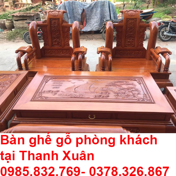 Bàn ghế gỗ phòng khách tại Thanh Xuân